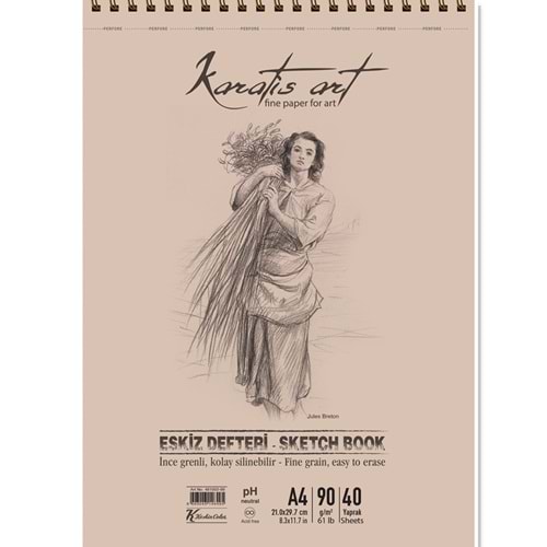 Karatis Eskiz Blok Spiralli Art 90 Gr A4 40 YP 481007-99