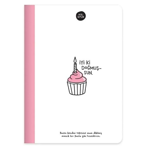 Hisli Şeyler Defter A5 80 YP Renkli Syf Çizgili Pembe 500642-99