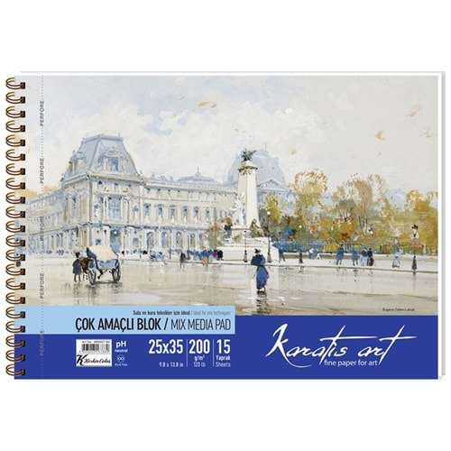 Karatis Resim Blok Spiralli Art 200 Gr 25x35 15 Yp