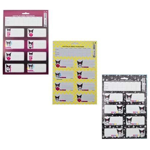 Kuromi Ders Programlı Etiket 3 Lü 220130-12