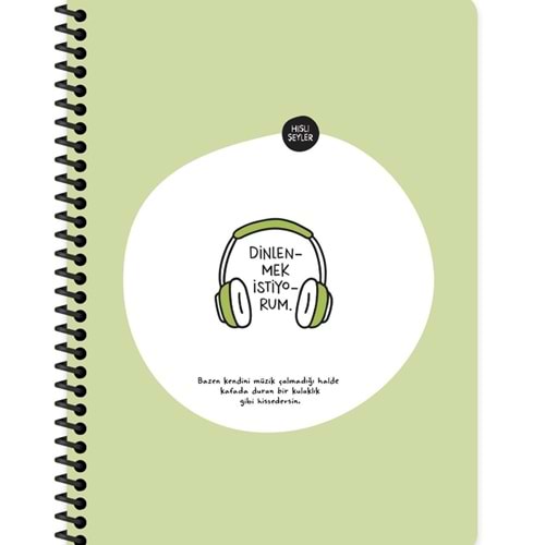 Hisli Şeyler Stickerli Defter Dinlenmek İstiyorum 16,5x22,5 80 Yp.Kar.