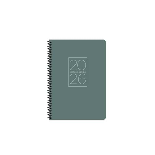 Keskin 2026-20*28 Spiralli Haftalık Ajanda-Yeşil