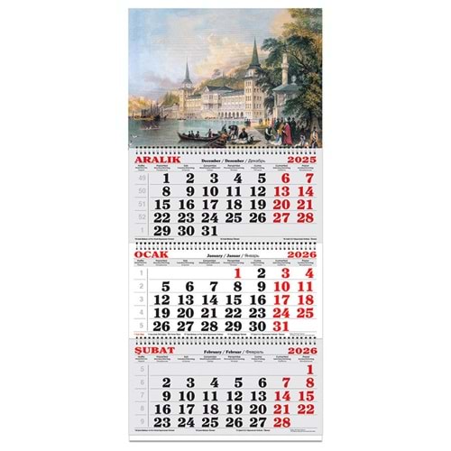 Keskin Color Denizci Takvim 3 Aylık Spiralli Jumbo Gravür 2026
