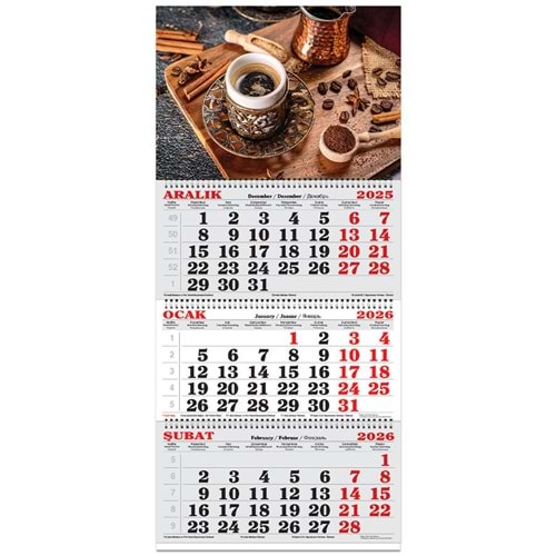 Keskin Color Denizci Takvim 3 Aylık Spiralli Jumbo Kahve 2026