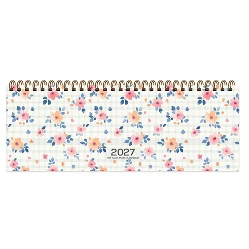 Keskin 2027-AJ-65 12x33,5 Spralli Haftalık Masa Ajandası-Çiçek 600216-99
