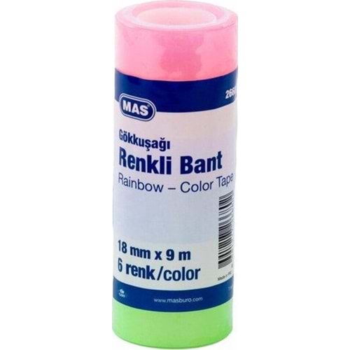 Mas Renkli Şeffaf Bant Seti-18 Mmx9 M-6 Renkli Set 2668 (1 Adet)
