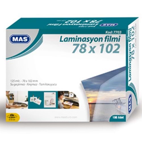 Mas Laminasyon Filmi Parlak 78x102 125 MİC 7703 (1 Adet)