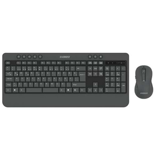 Everest KM-6585 Dual Gri-Siyah Kablosuz Çift Space Tuşlu Q Klavye + Mouse Set