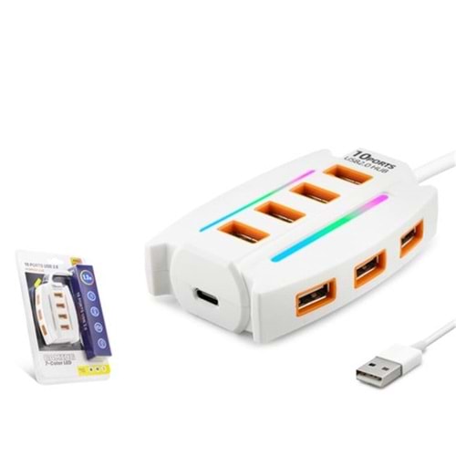 Hadron Hdx7037 Usb Hub 10-Usb 1.2M Beyaz