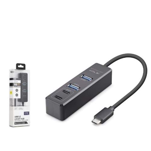 iETOP TU1009 Type-C 3.2 Gen2 Hub 4 Port 10 Gbps Siyah