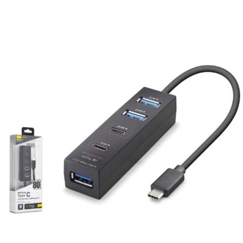 iETOP TU0529 Type-C 3.2 Gen1 Hub 4 Port 5 Gbps 80 cm Siyah