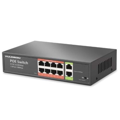 HADRON HDX1441 AI PoE Switch 8 Port 2 Uplink 65W Siyah