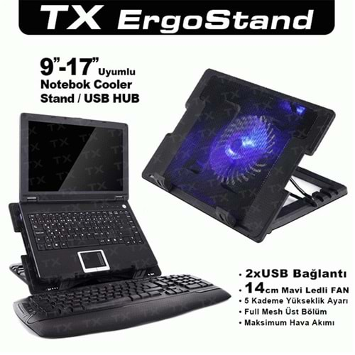 TX ACNBERGST ErgoStand 14cm Led Fan'lı 5 KademeLİ 2xUsb 9