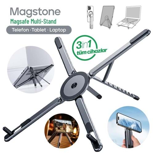 Feny FN-MS10 Magstone 360° Dönebi·len Ayarlanabi·li·r Kademeli· 3i·n1 Magsafe Laptop Stand