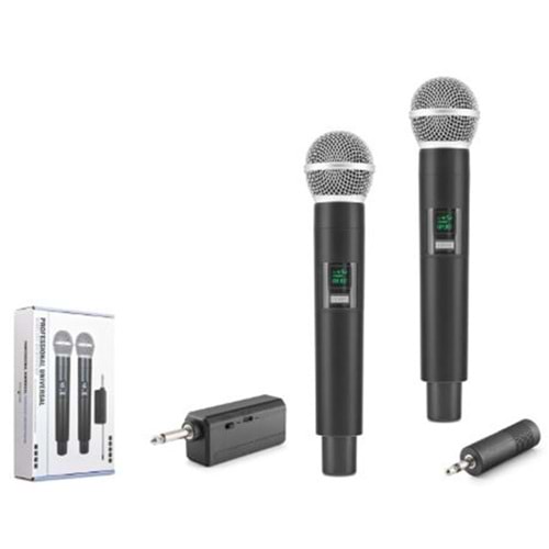 HADRON HDX2802 UHF Kablosuz 2 Mikrofonlu Set 6.35 mm Siyah