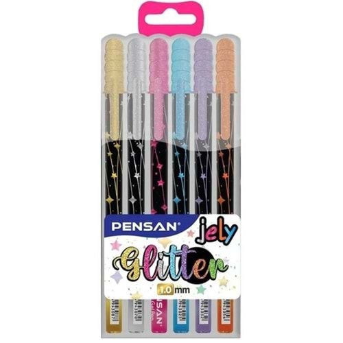 Pensan Jel Kalem Jely 1.0 MM Glıtter Simli Krş 6 Lı 2800