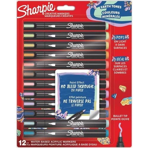 Sharpie Markör Akrilik Doğa Tonları Yuvarlak Uç 12 Li Bl Sh-2213421