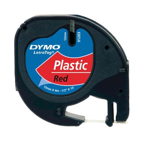 Dymo Letratag Şerit Plastik 12MMx4 MT Kırmızı 91203