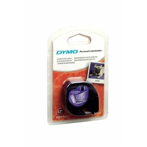 Dymo Letratag Şerit Plastik 12 MMx4 MT Şeffaf Üzerine Siyah 12267
