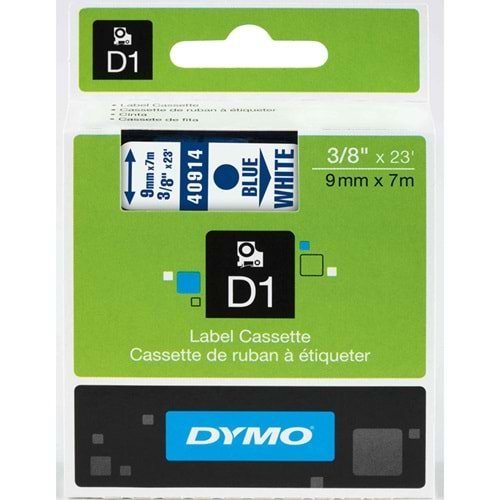 DYMO S0720690 D1 Yedek Şerit 9 mmx7mt Beyaz-Mavi 40914