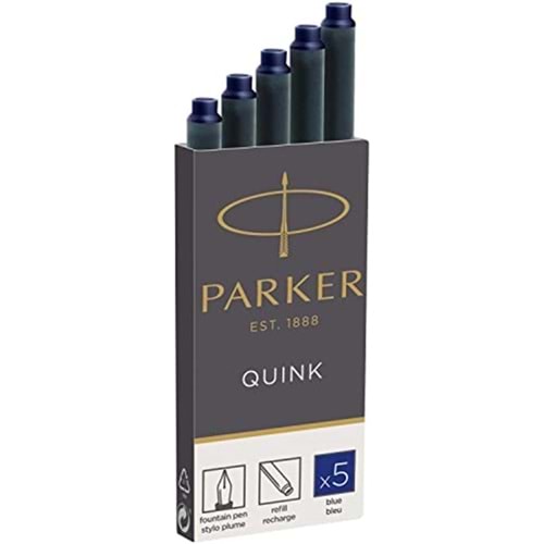 Parker Dolma Kalem Kartuşu Quink 5 Li Yıkanabilir Mavi