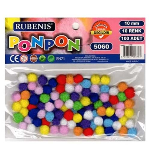 Rubenis Pon Pon 10 MM 10 Renk Karşk 100 Lü 5060