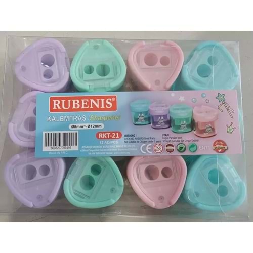 Rubenis Kalemtıraş Pastel 4 Renk Üçgen Kpk Çift Açacaklı RKT-21 (1 Adet)