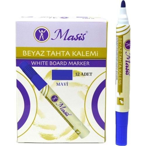 Masis Beyaz Tahta Kalemi, Mavi, 12 Adetlik Kutu