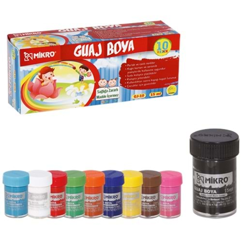 Mikro Guaj Boya Şişe 10 Renk 15 ML GJ-10