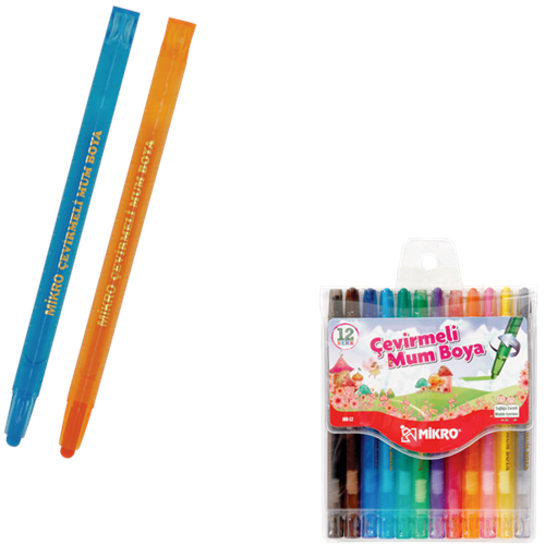 Mikro Pastel Boya Mum Çevirmeli 12 Renk MB-12