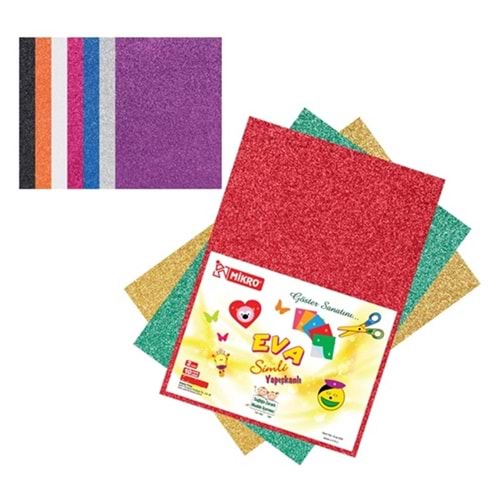 Mikro Eva Yapışkanlı Simli Kağıt 10 Renk 35x50 Cm 1025