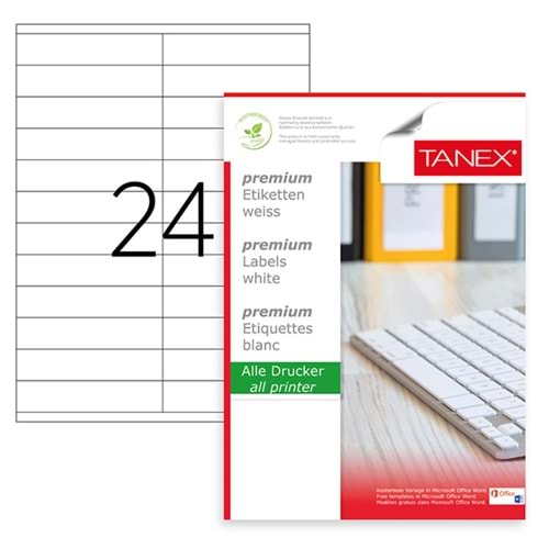 Tanex Laser Etiket 100 YP 105x23 Laser-Copy-Inkjet TW-2224