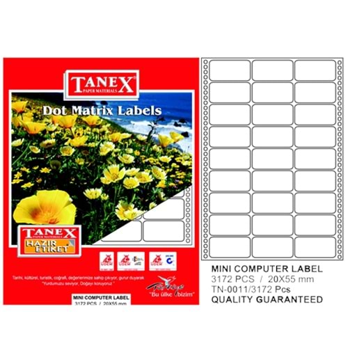Tanex Sürekli Form Etiket 3172 Lİ 20x55