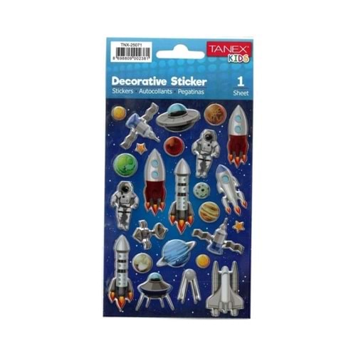 Tanex Stickers Eu Puffy Damla Etiket Uzay Serisi Tnx-25071 (1 Adet)