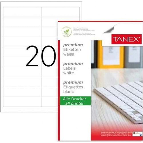 Tanex Laser Etiket 95x26 MM 100 Ad. Tw-2020