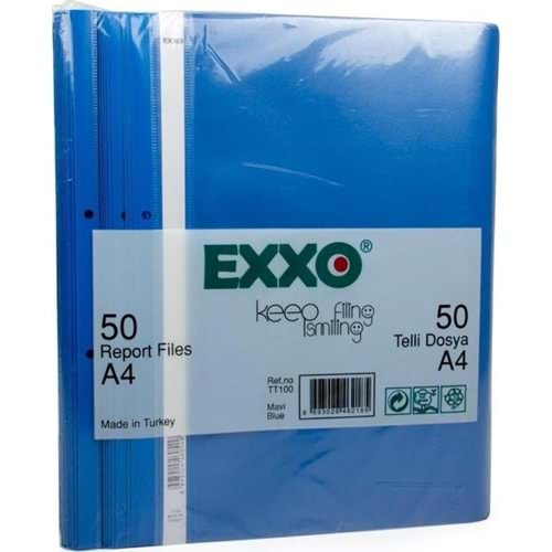 EXXO Telli Dosya Plastik A4 Mavi TT100 (1 Adet)