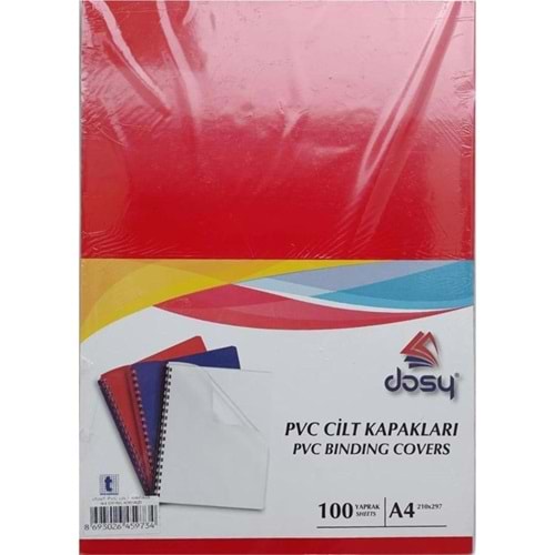 Dosy Cilt Kapağı Plastik Opak A4 100 Lü Kırmızı