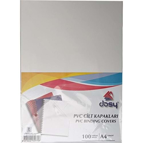 Dosy Cilt Kapağı Plastik Opak A4 100 Lü Beyaz