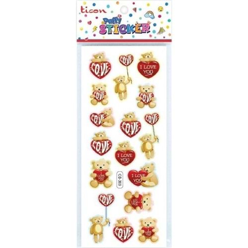 Ticon Puffy Sticker Kalp Tps-004/7 (1 Adet)