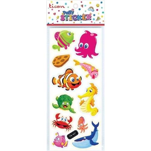 Ticon Puffy Sticker Hayvan Figürleri TPS-007/6 (1 Adet)