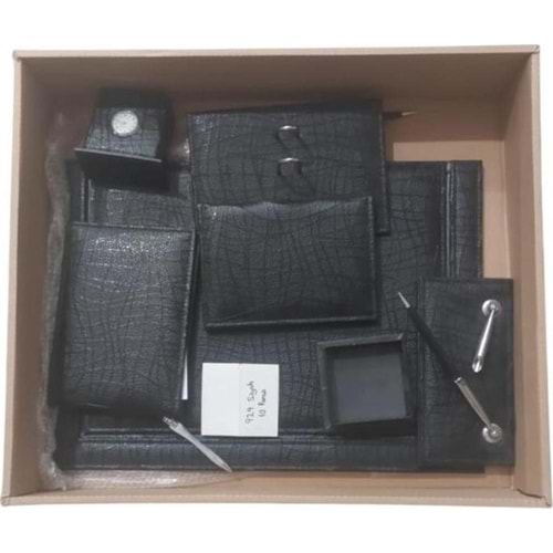 Logon Manavgat 8 Parça Suni Deri Siyah W966