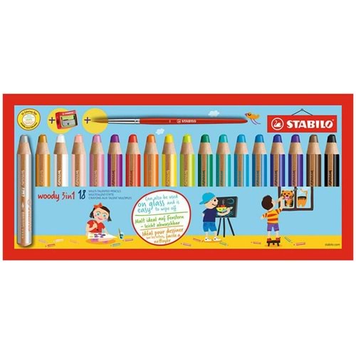 Stabilo Woody 3 in1 18 Li Kalemtıraş+fırça
