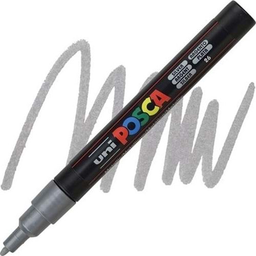 Uni-Ball Markör Boyama Posca Su Bazlı Poster 0.9-1.3 MM Gümüş PC-3M (1 Adet)