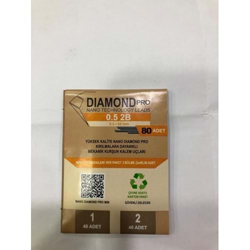 Uni-Ball Versatil Kalem Yedeği Nano Dıomand Pro 2B 0.5 MM 80 Li Ndp-05-80 2B