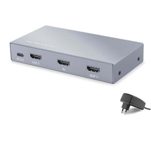 HADRON HDX1431 HDMI Splitter EDID 8K 60 Hz 1 Giriş 2 Çıkış Gri