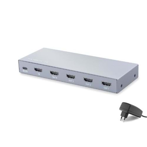 HADRON HDX1432 HDMI Splitter EDID 8K 60 Hz 1 Giriş 4 Çıkış Gri