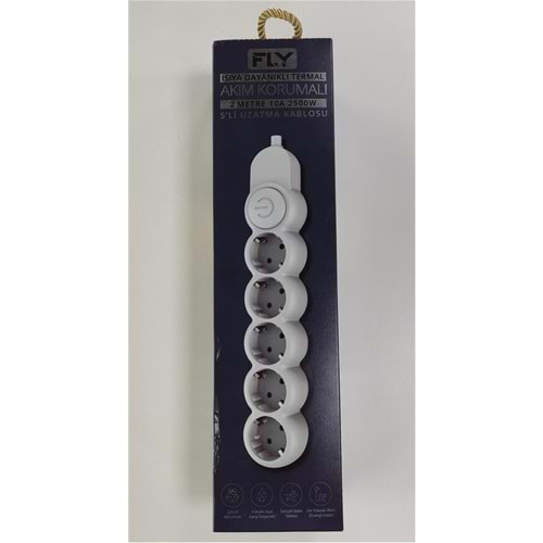 Fly 3394-01 5li 2mt Anahtarlı Akım Korumalı Priz 2500w