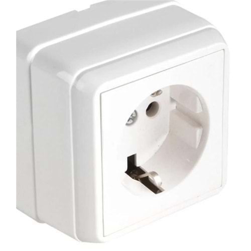 Mutlusan Bron Sıva Üstü Kapaklı Topraklı Priz Beyaz ( 2160 110 0201)