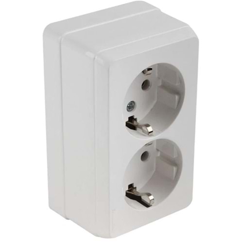 Mutlusan Bron Sıva Üstü İkili Topraklı Priz Beyaz (2160 202 0201)