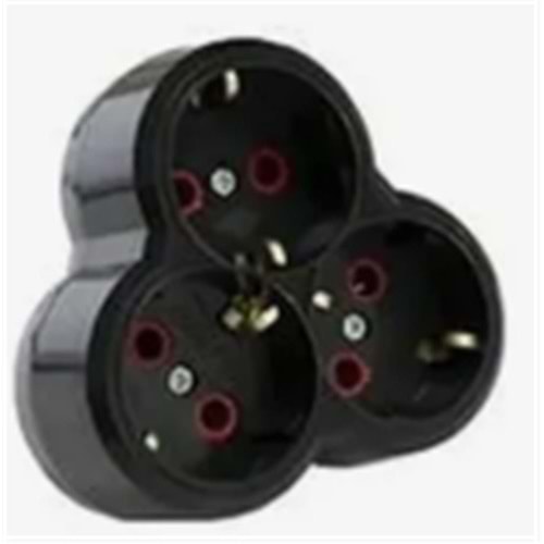 Mutlusan Topraklı Siyah 3lü Fiş,Priz (Yonca Tip) 001 170 033002 00 11